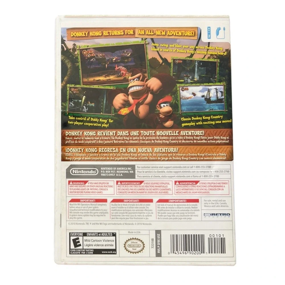 Donkey Kong Country Returns Nintendo Wii Game CIB RVL P SF8E USZ